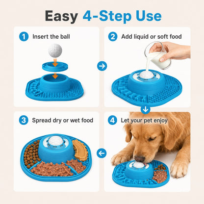 PawLove™ 3-in-1 Interactive Slow Feeder Bowl