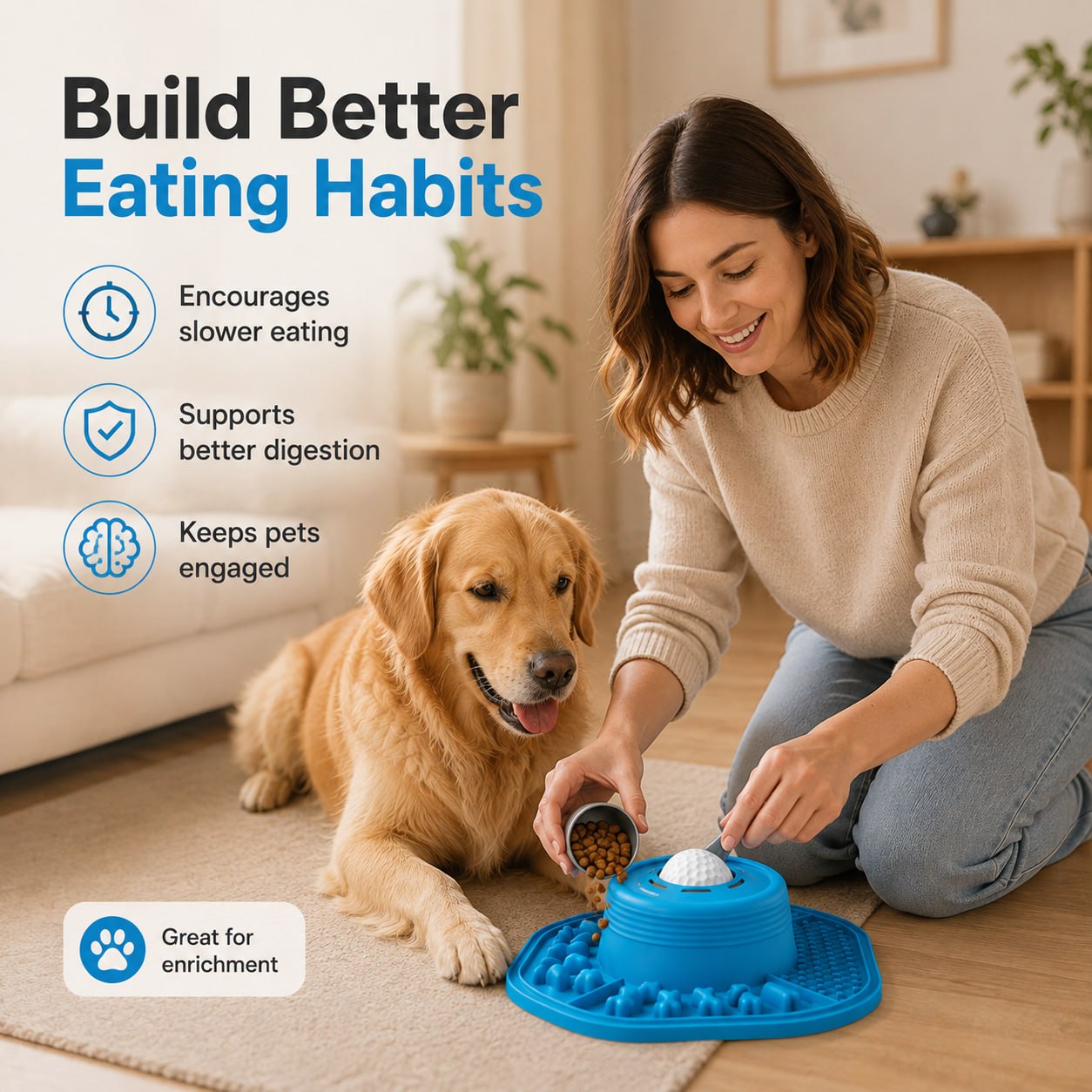 PawLove™ 3-in-1 Interactive Slow Feeder Bowl