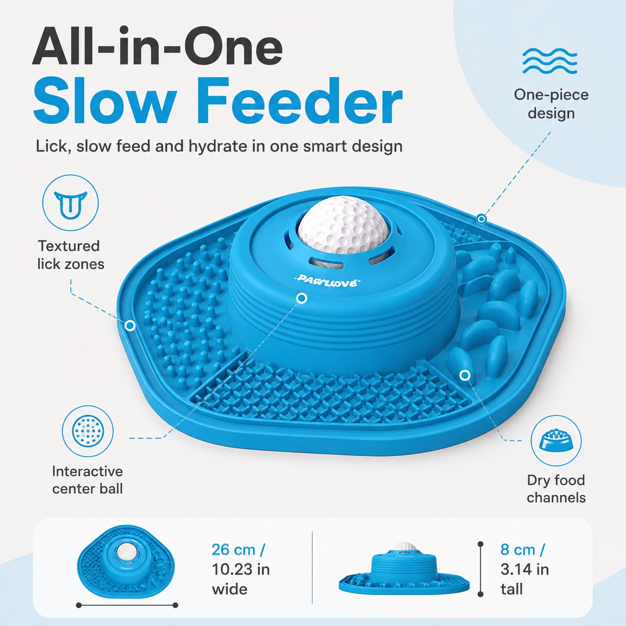 PawLove™ 3-in-1 Interactive Slow Feeder Bowl